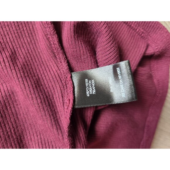 Torrid Maroon Button-Up Midi Dress Size 0 Large Ribbed Knit Fabric Short Sleeves - Picture 6 of 8